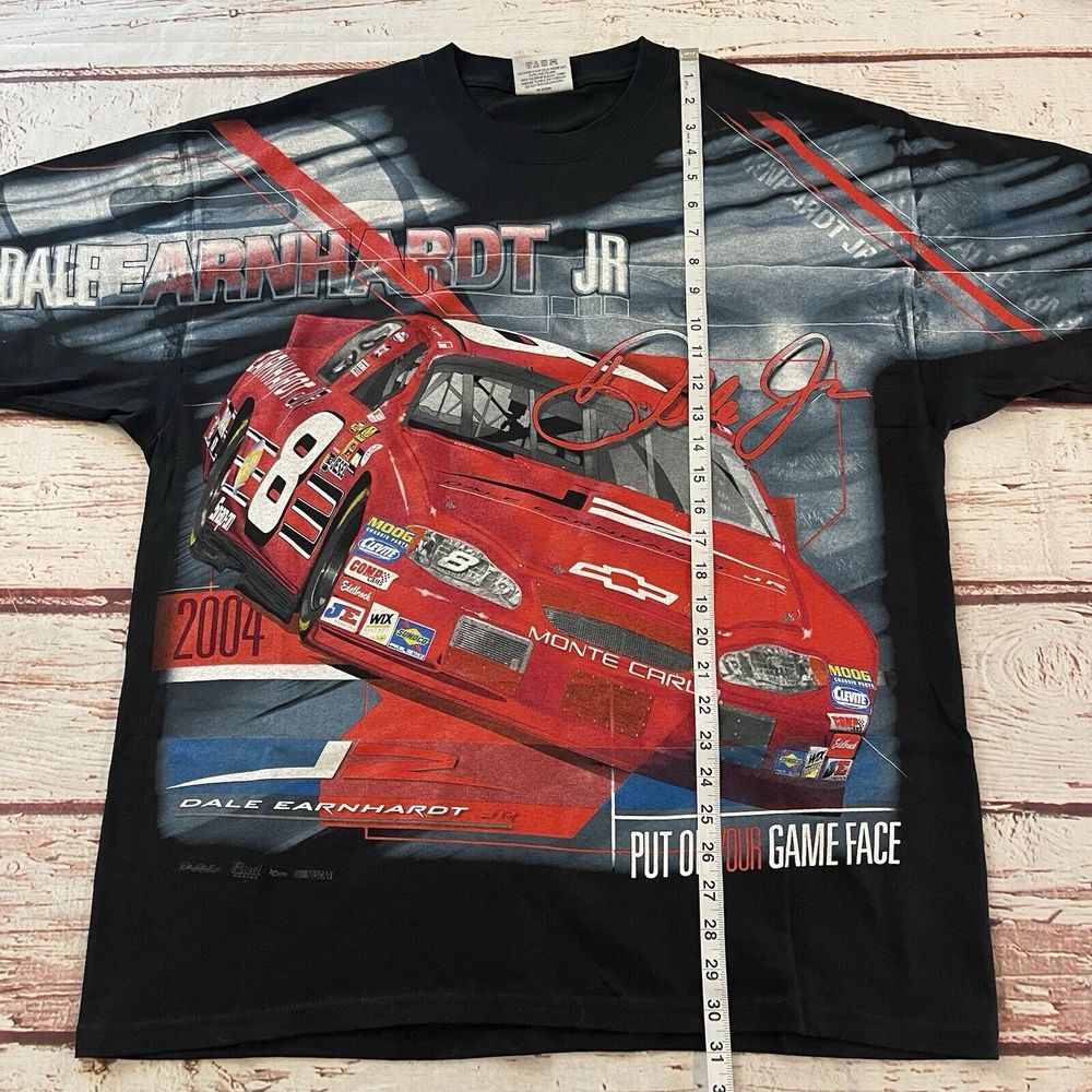 Vintage AOP Dale Earnhardt Jr. Nascar All Over Print T Shirt Large Dominator NOS - Picture 8 of 10